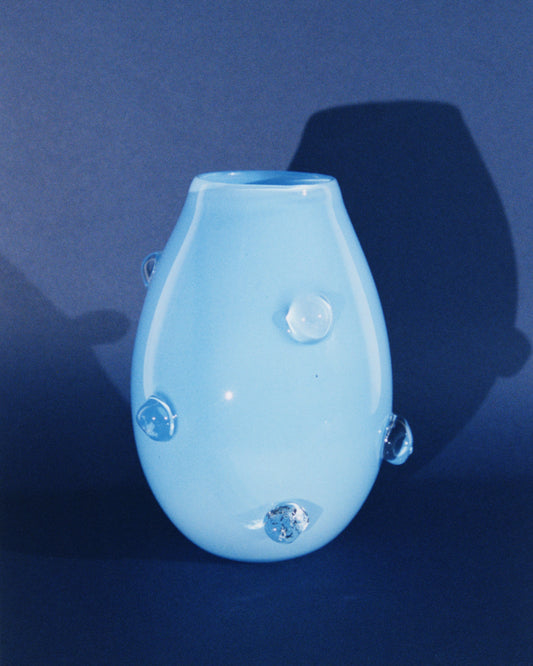BLUE & CLEAR BOBBLE VASE